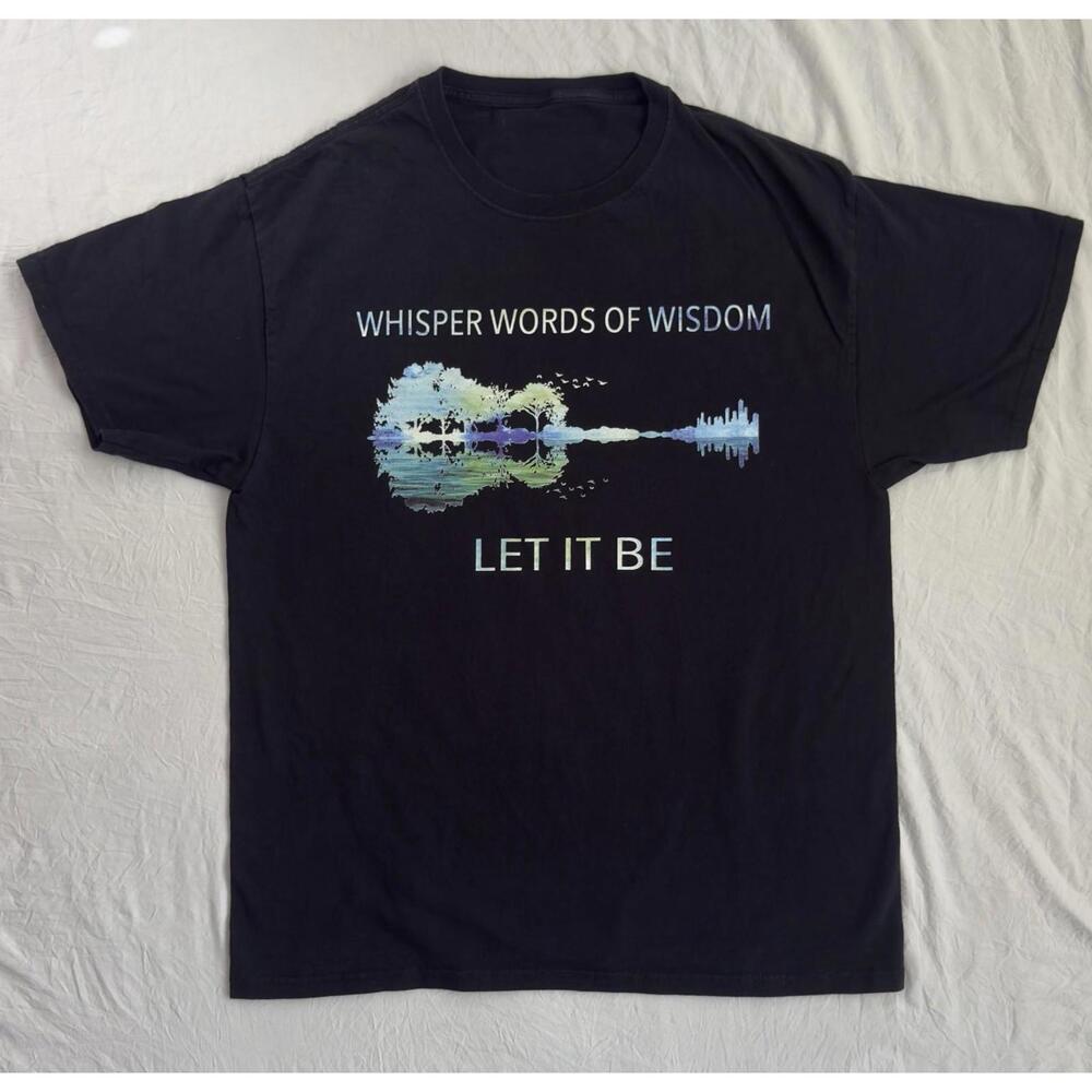 The Beatles Let It Be Whispering Words Of Wisdom Men’s M Black Shirt￼